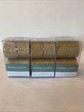 NIOP Bardwil Linens Gold Hammered Metal Napkin Rings - Set of 12 (3 boxes) #8843